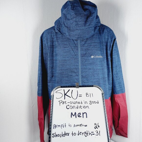 Columbia Men's Red Blue Heather Roan Mountain Trail Rain Jacket Size L - Picture 13 of 13